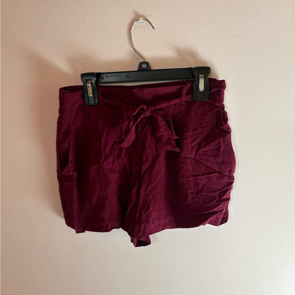 Ambiance Red High Waist Shorts